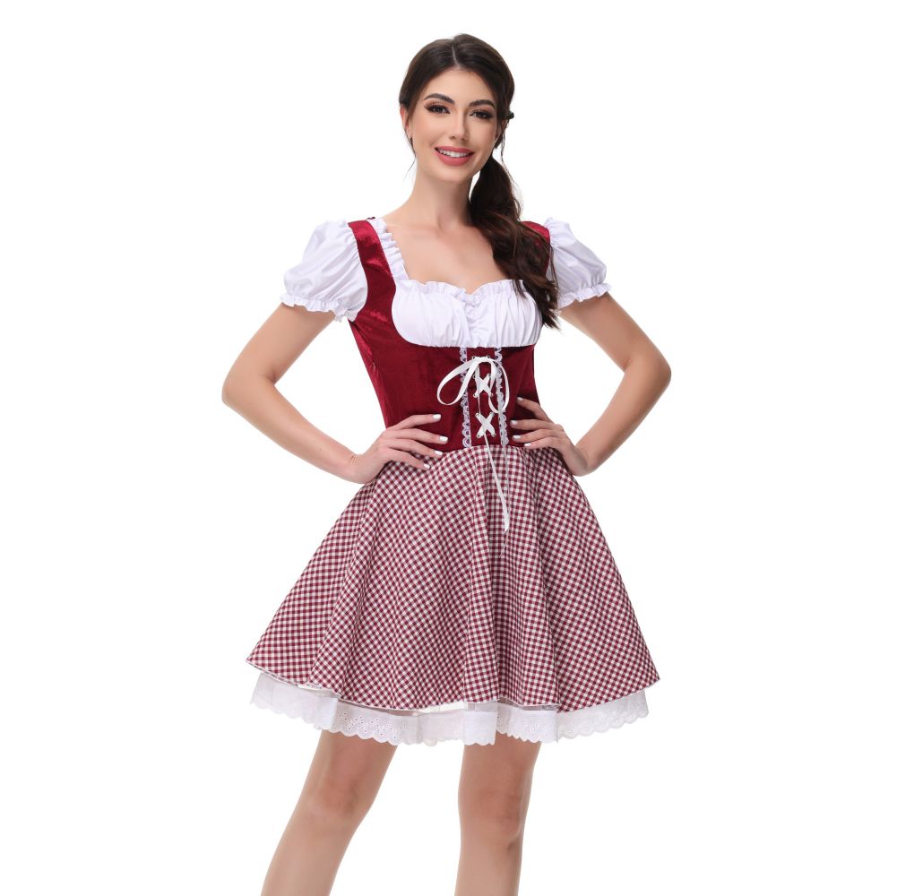 Женская Dirndl платье Октоберфест костюм Баварский карнавал Хэллоуин костюм